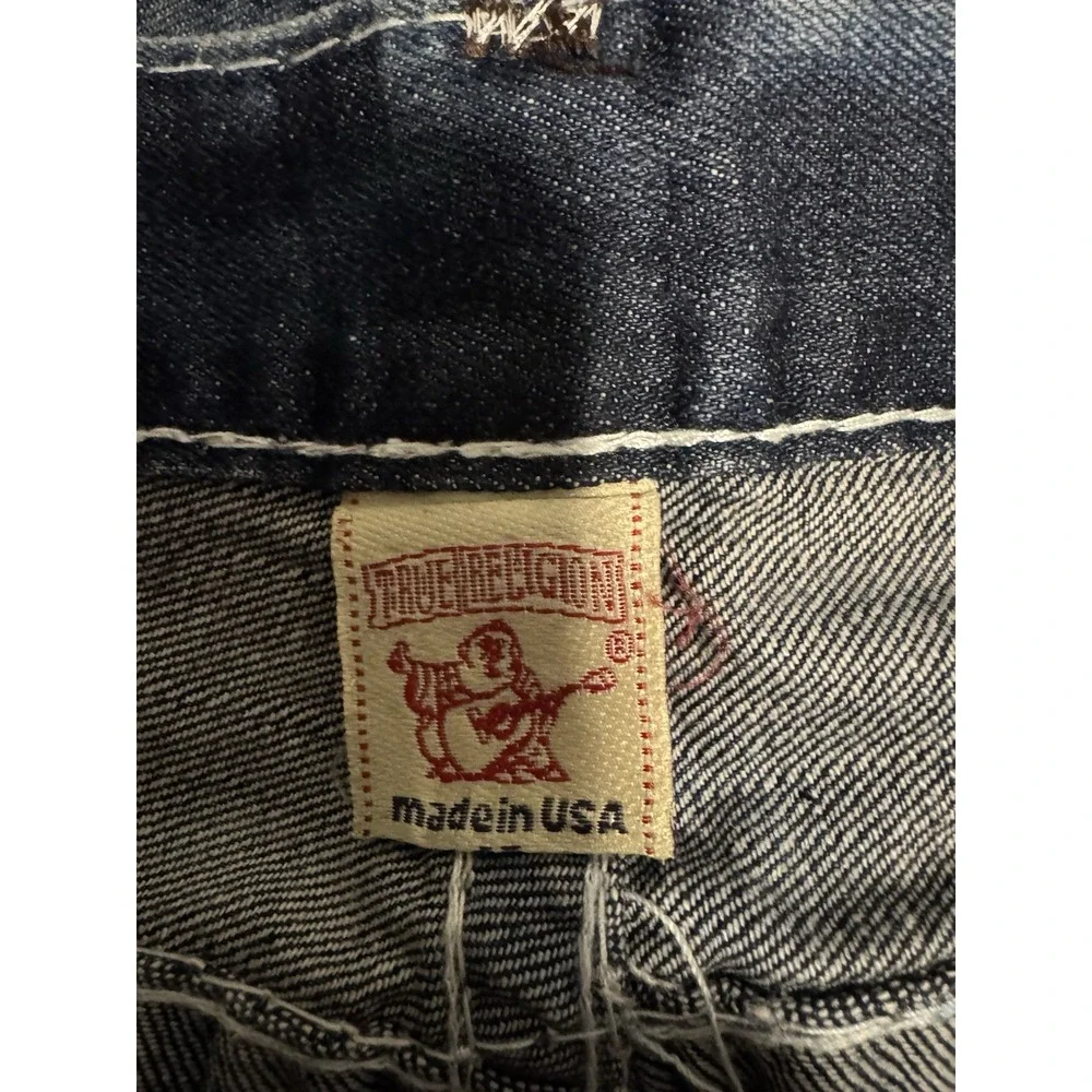 True Religion Ricky Big T Jeans Mens 40x34.5 Made In USA Straight Leg Y2K Blue